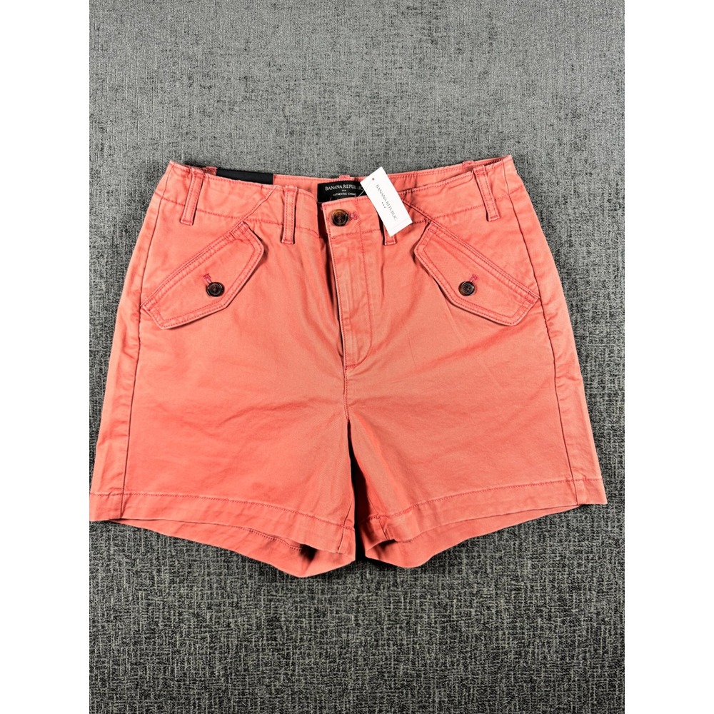 Banana Republic Authentic Chino Shorts Womens 6 Coral Pink Utility NEW